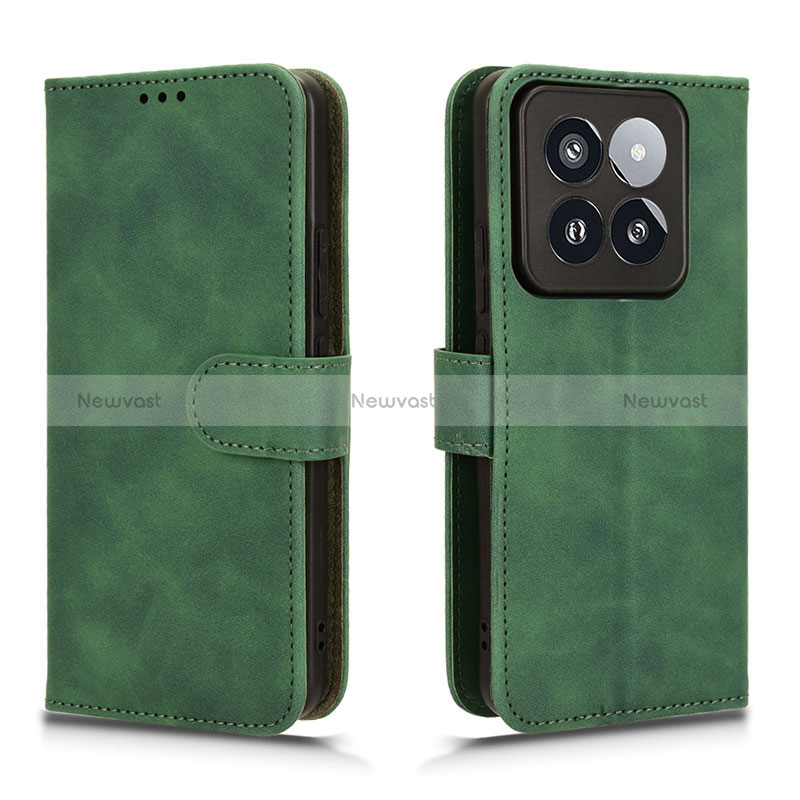 Leather Case Stands Flip Cover Holder L01Z for Xiaomi Mi 14 5G Green