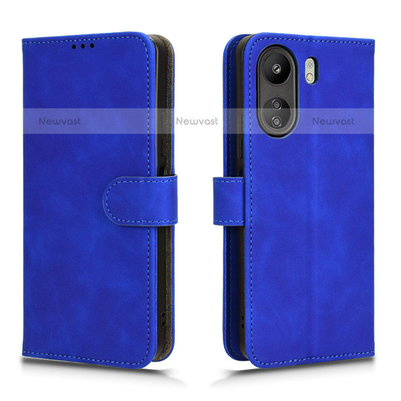 Leather Case Stands Flip Cover Holder L01Z for Xiaomi Poco C65 Blue