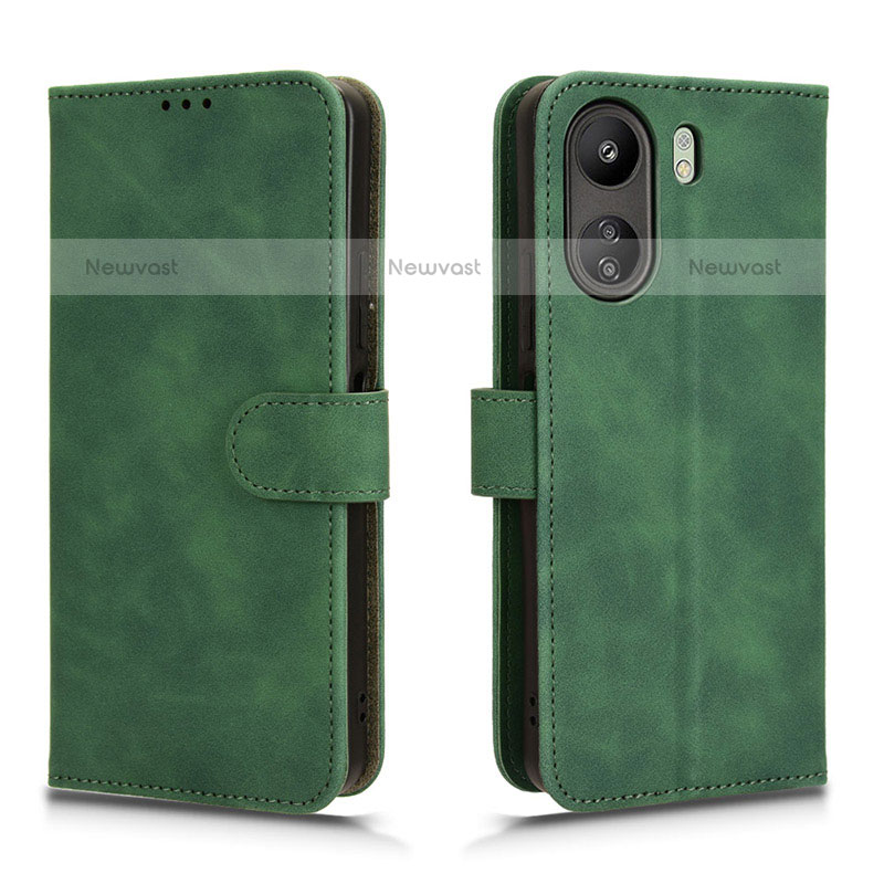 Leather Case Stands Flip Cover Holder L01Z for Xiaomi Poco C65 Green