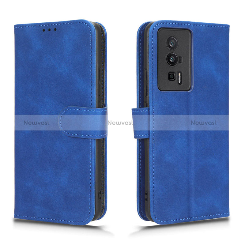 Leather Case Stands Flip Cover Holder L01Z for Xiaomi Poco F5 Pro 5G Blue