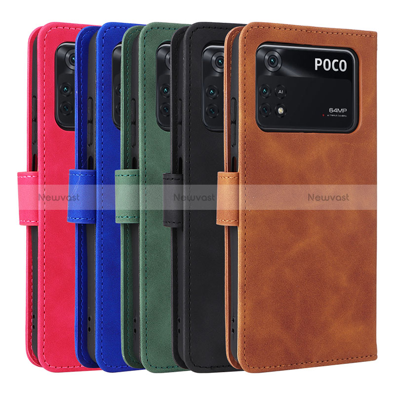 Leather Case Stands Flip Cover Holder L01Z for Xiaomi Poco M4 Pro 4G