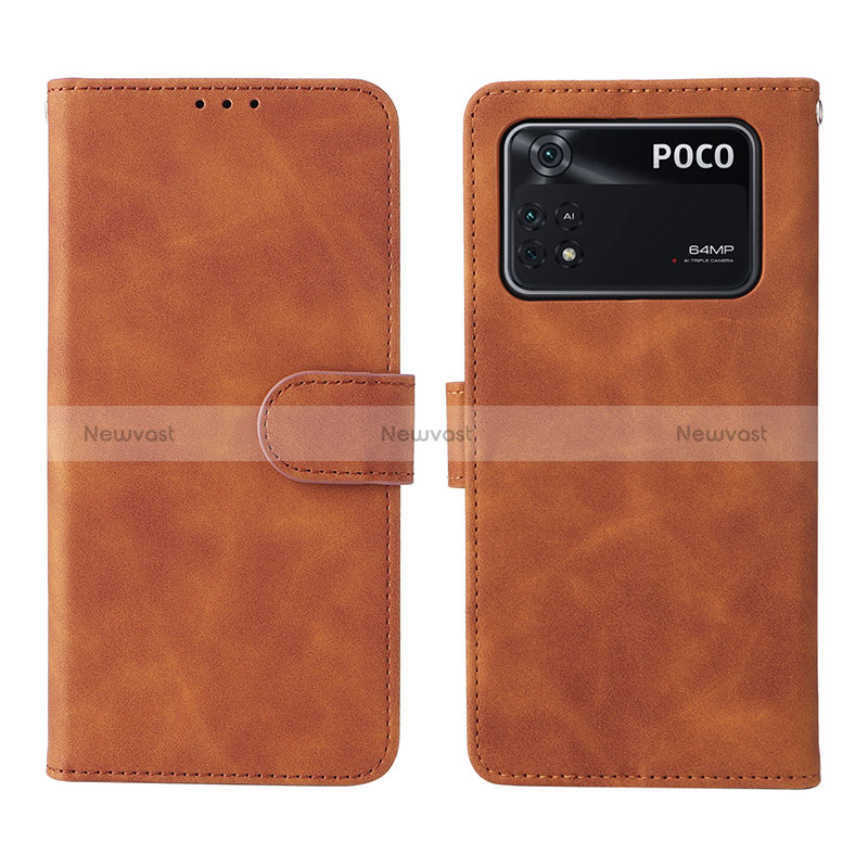 Leather Case Stands Flip Cover Holder L01Z for Xiaomi Poco M4 Pro 4G