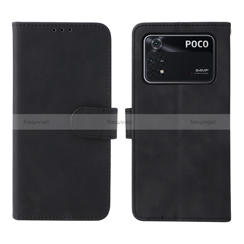 Leather Case Stands Flip Cover Holder L01Z for Xiaomi Poco M4 Pro 4G