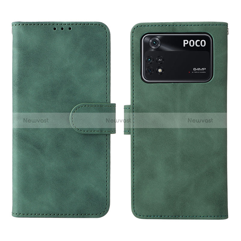 Leather Case Stands Flip Cover Holder L01Z for Xiaomi Poco M4 Pro 4G