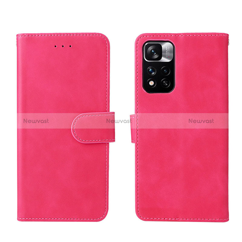 Leather Case Stands Flip Cover Holder L01Z for Xiaomi Poco M4 Pro 5G Hot Pink