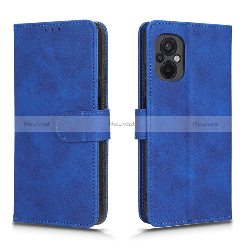 Leather Case Stands Flip Cover Holder L01Z for Xiaomi Poco M5 4G Blue