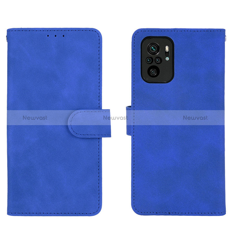 Leather Case Stands Flip Cover Holder L01Z for Xiaomi Poco M5S Blue