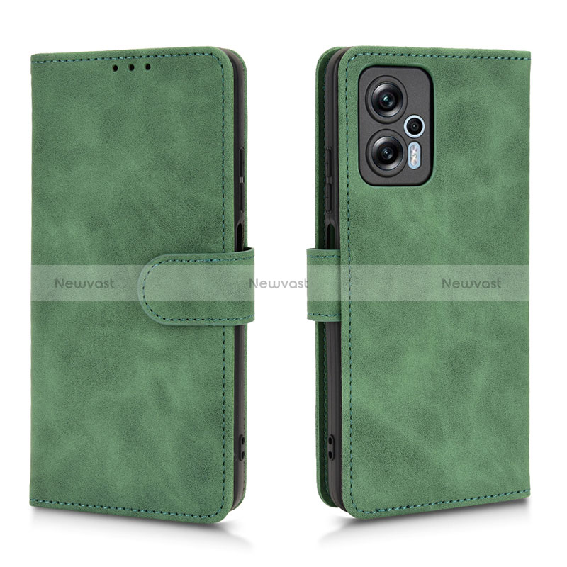 Leather Case Stands Flip Cover Holder L01Z for Xiaomi Poco X4 GT 5G Green