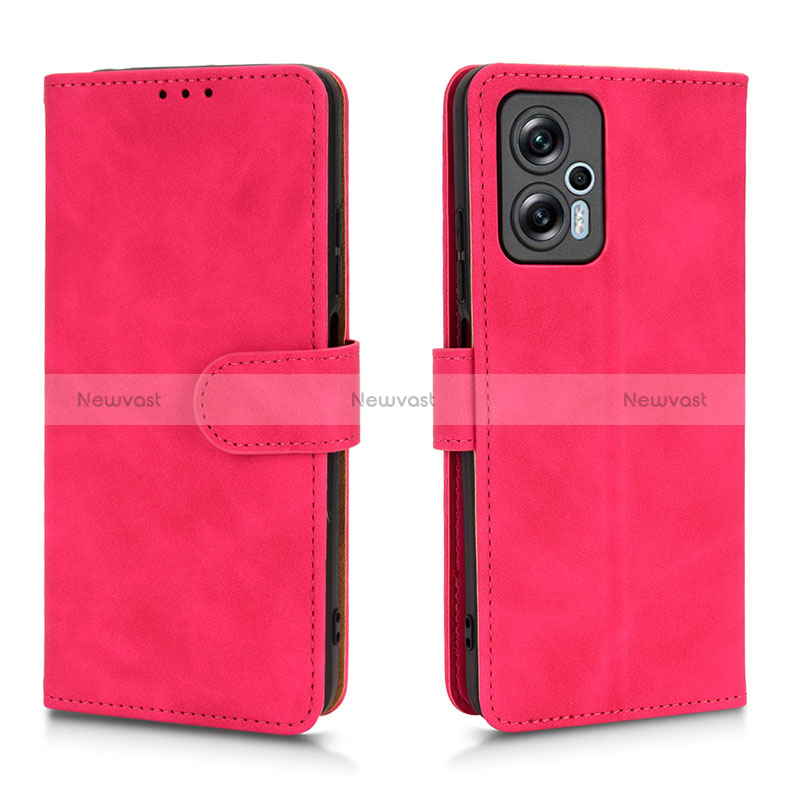 Leather Case Stands Flip Cover Holder L01Z for Xiaomi Poco X4 GT 5G Hot Pink