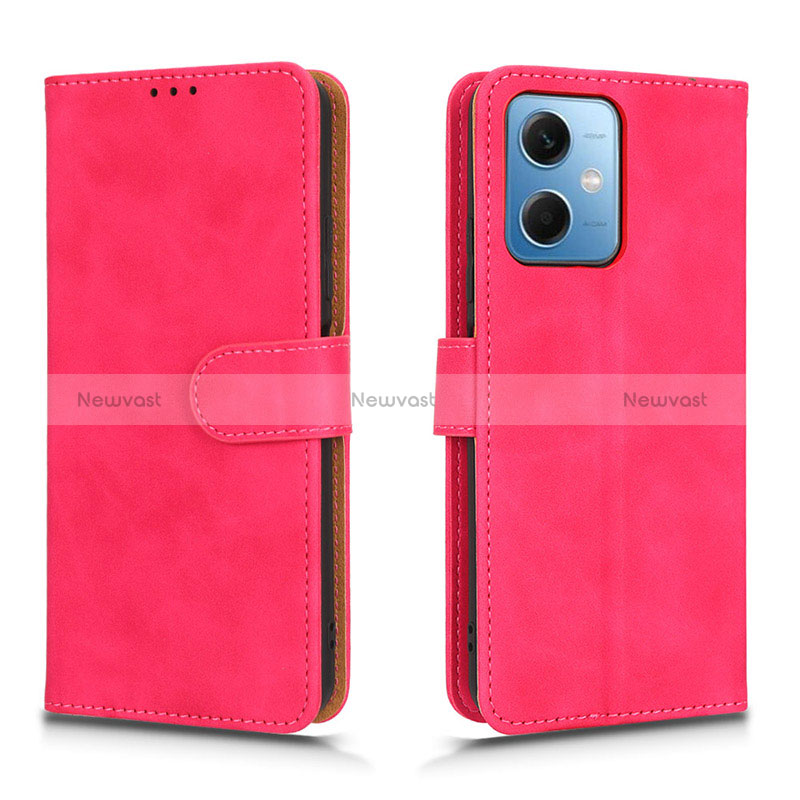 Leather Case Stands Flip Cover Holder L01Z for Xiaomi Poco X5 5G Hot Pink