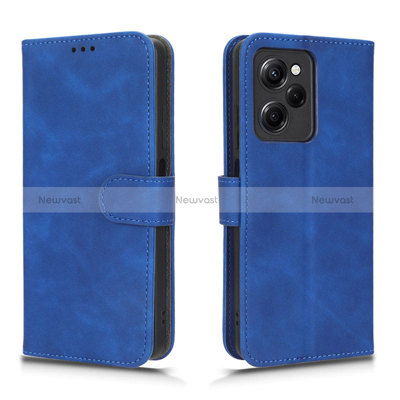 Leather Case Stands Flip Cover Holder L01Z for Xiaomi Poco X5 Pro 5G Blue