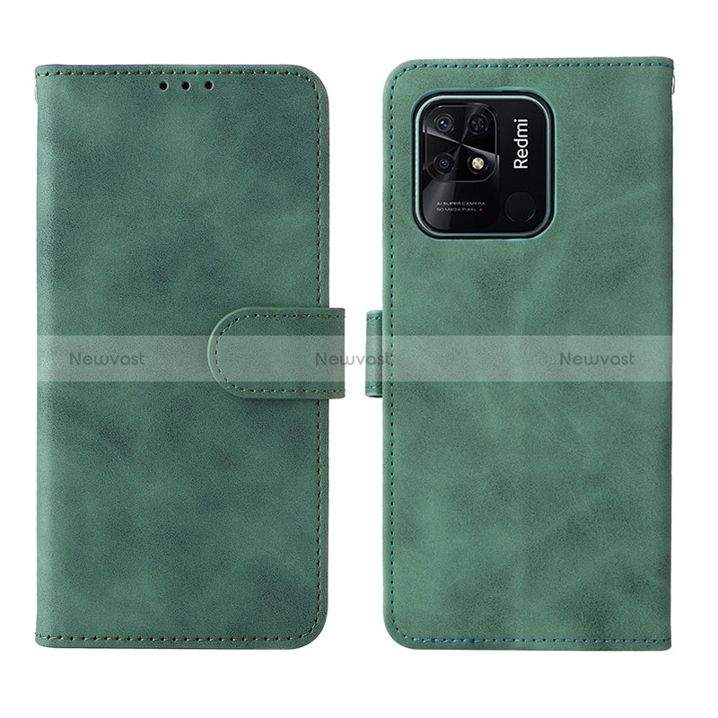 Leather Case Stands Flip Cover Holder L01Z for Xiaomi Redmi 10 Power Green