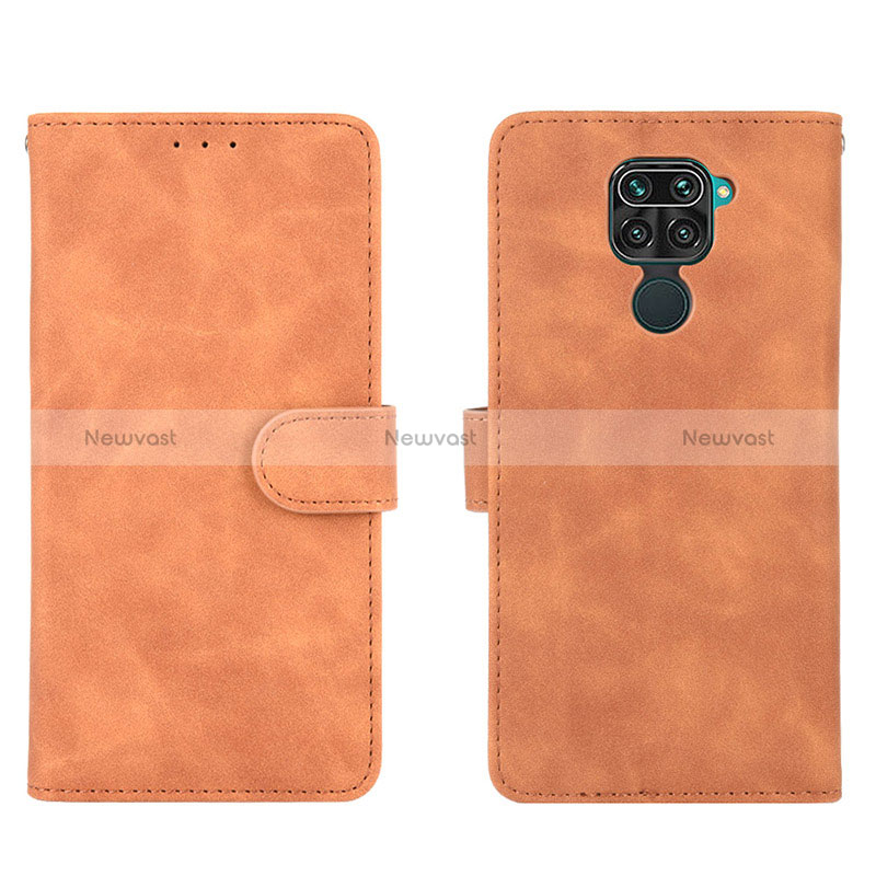 Leather Case Stands Flip Cover Holder L01Z for Xiaomi Redmi 10X 4G Brown