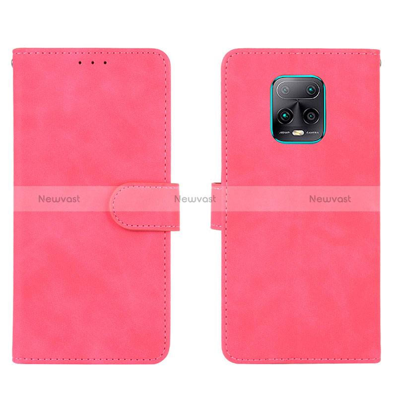 Leather Case Stands Flip Cover Holder L01Z for Xiaomi Redmi 10X Pro 5G Hot Pink