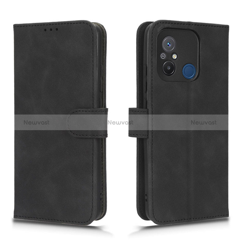 Leather Case Stands Flip Cover Holder L01Z for Xiaomi Redmi 12C 4G Black