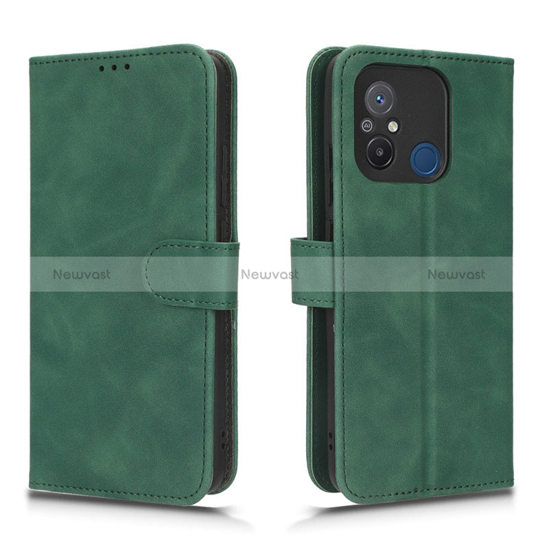 Leather Case Stands Flip Cover Holder L01Z for Xiaomi Redmi 12C 4G Green