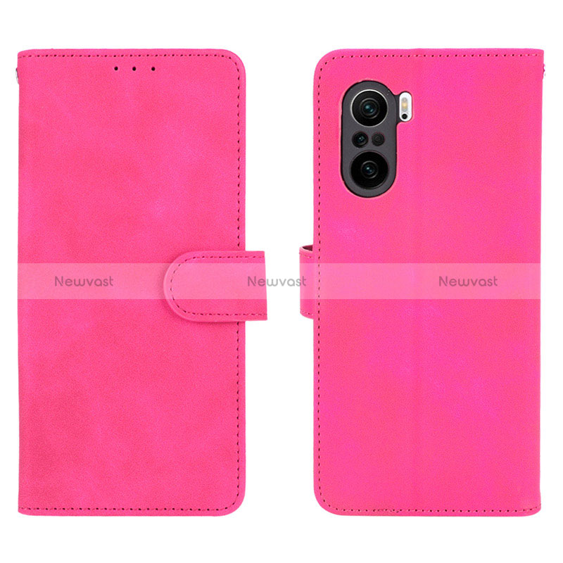 Leather Case Stands Flip Cover Holder L01Z for Xiaomi Redmi K40 5G Hot Pink