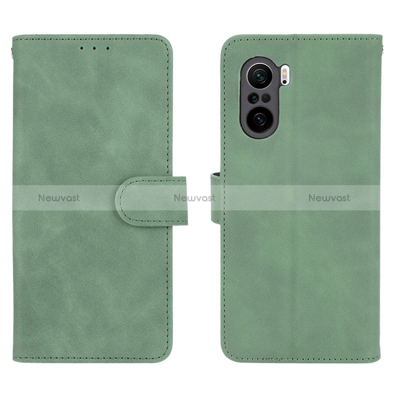 Leather Case Stands Flip Cover Holder L01Z for Xiaomi Redmi K40 Pro+ Plus 5G Green