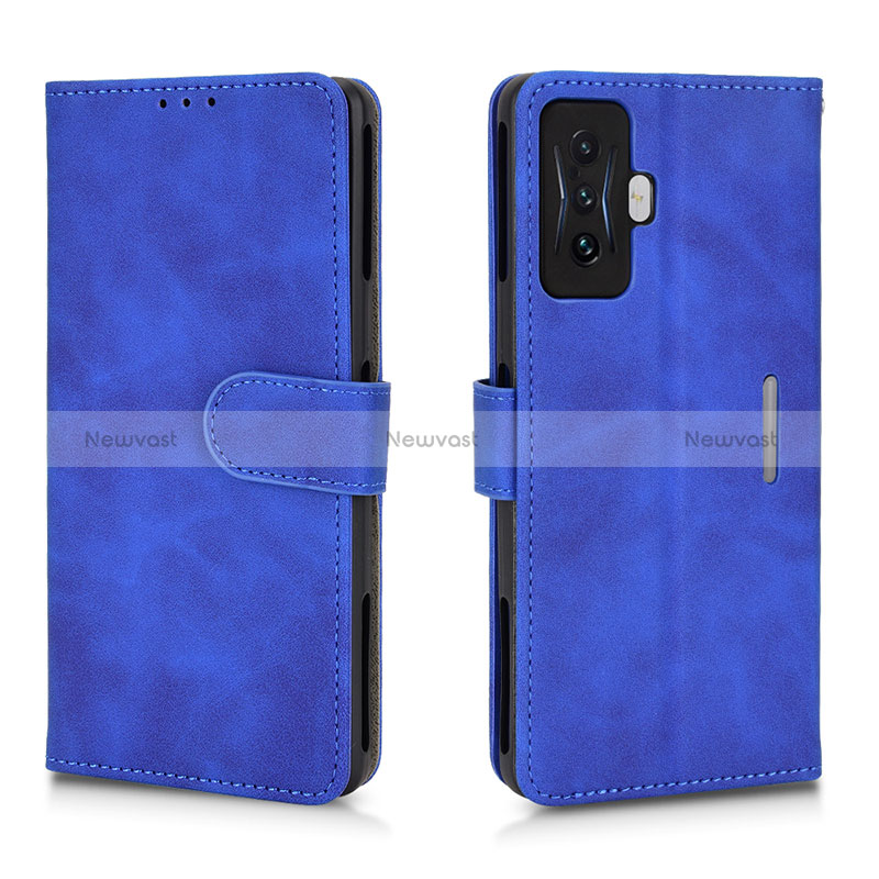 Leather Case Stands Flip Cover Holder L01Z for Xiaomi Redmi K50 Gaming AMG F1 5G Blue