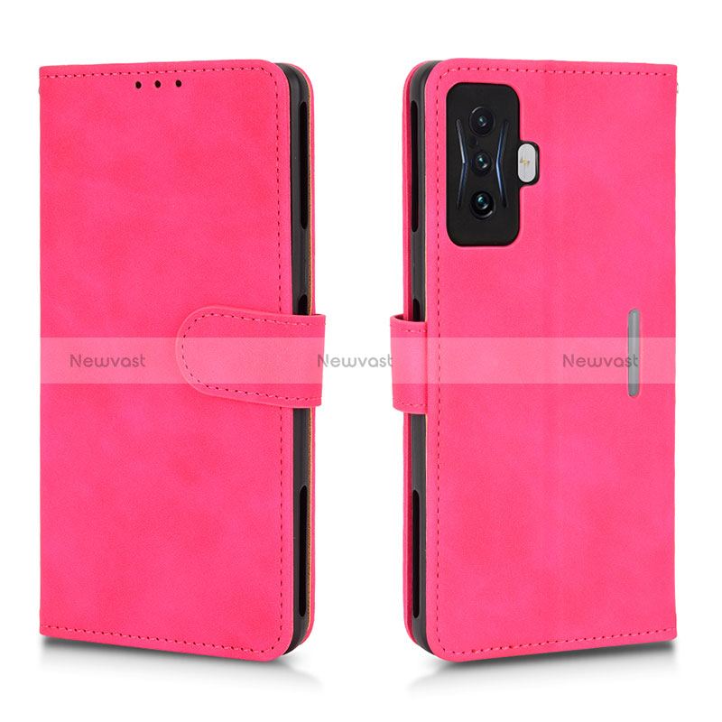 Leather Case Stands Flip Cover Holder L01Z for Xiaomi Redmi K50 Gaming AMG F1 5G Hot Pink