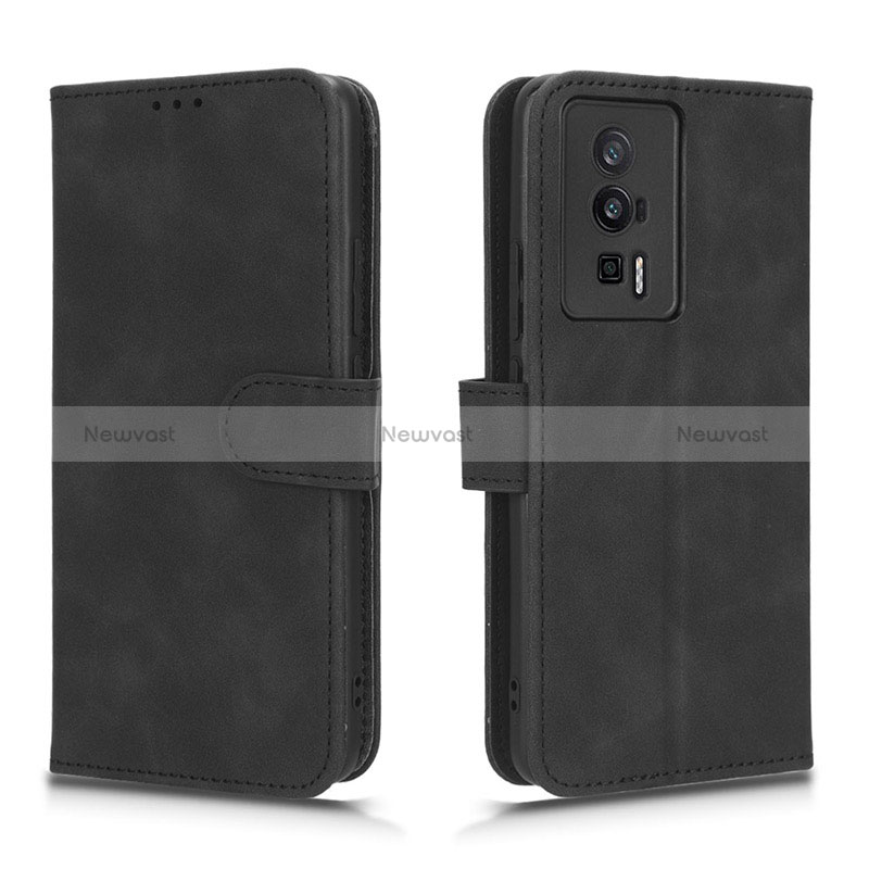 Leather Case Stands Flip Cover Holder L01Z for Xiaomi Redmi K60 5G Black