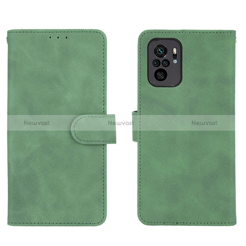 Leather Case Stands Flip Cover Holder L01Z for Xiaomi Redmi Note 10 4G Green