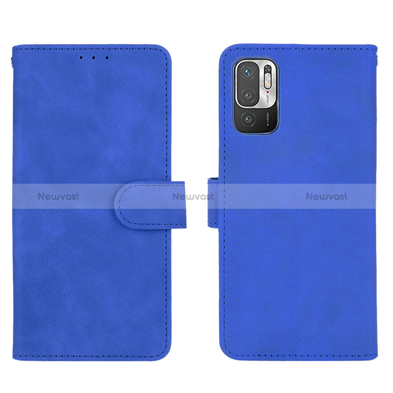 Leather Case Stands Flip Cover Holder L01Z for Xiaomi Redmi Note 10 5G Blue