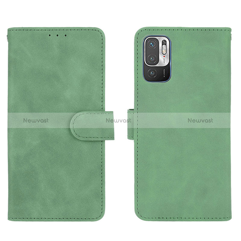 Leather Case Stands Flip Cover Holder L01Z for Xiaomi Redmi Note 10 5G Green