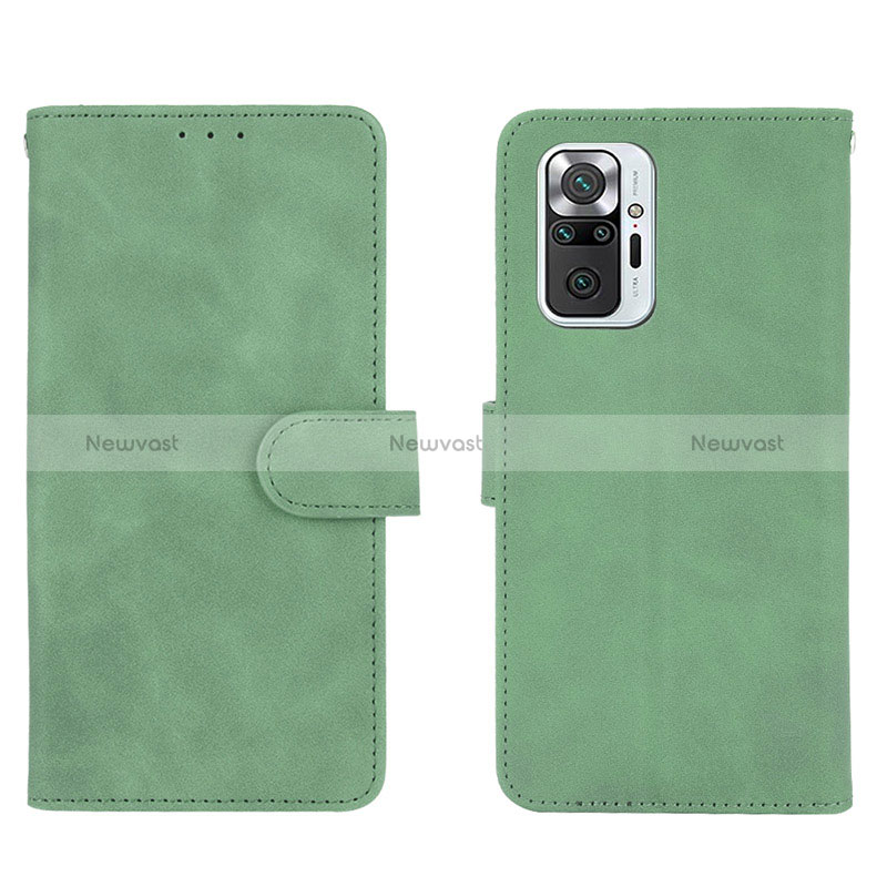 Leather Case Stands Flip Cover Holder L01Z for Xiaomi Redmi Note 10 Pro 4G Green
