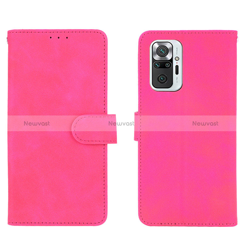 Leather Case Stands Flip Cover Holder L01Z for Xiaomi Redmi Note 10 Pro 4G Hot Pink