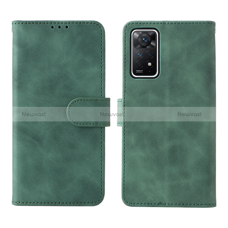 Leather Case Stands Flip Cover Holder L01Z for Xiaomi Redmi Note 11 Pro 5G Green