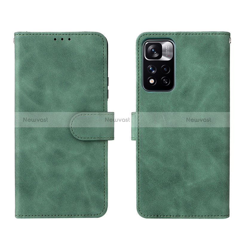 Leather Case Stands Flip Cover Holder L01Z for Xiaomi Redmi Note 11 Pro+ Plus 5G Green