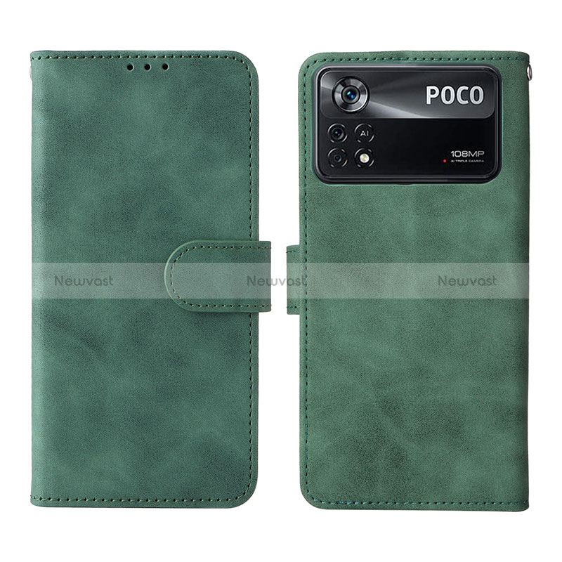 Leather Case Stands Flip Cover Holder L01Z for Xiaomi Redmi Note 11E Pro 5G Green