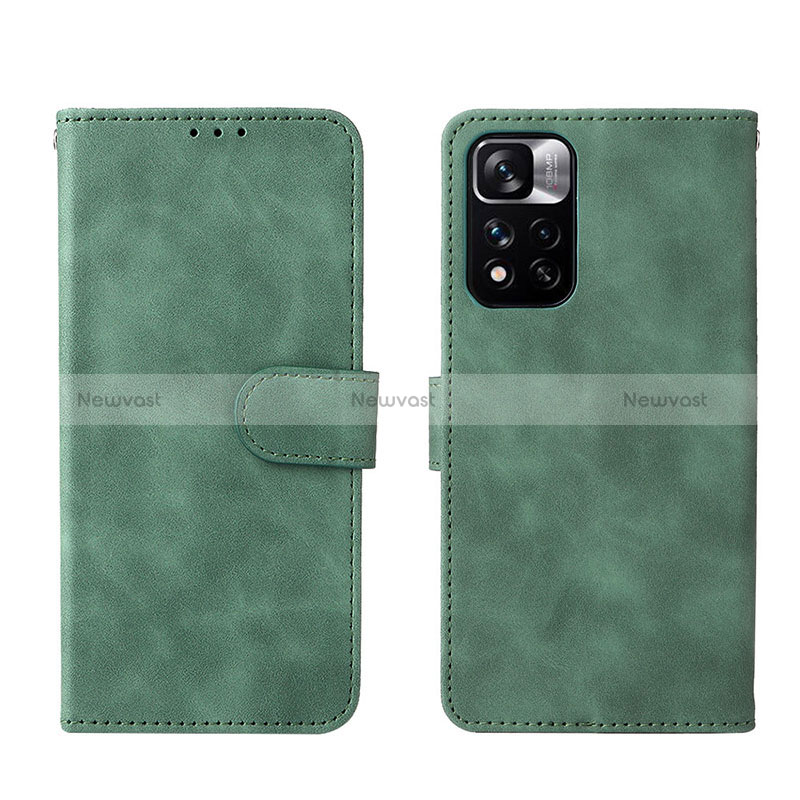 Leather Case Stands Flip Cover Holder L01Z for Xiaomi Redmi Note 11S 5G Green