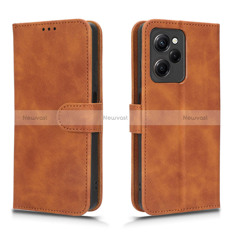 Leather Case Stands Flip Cover Holder L01Z for Xiaomi Redmi Note 12 Pro Speed 5G Brown