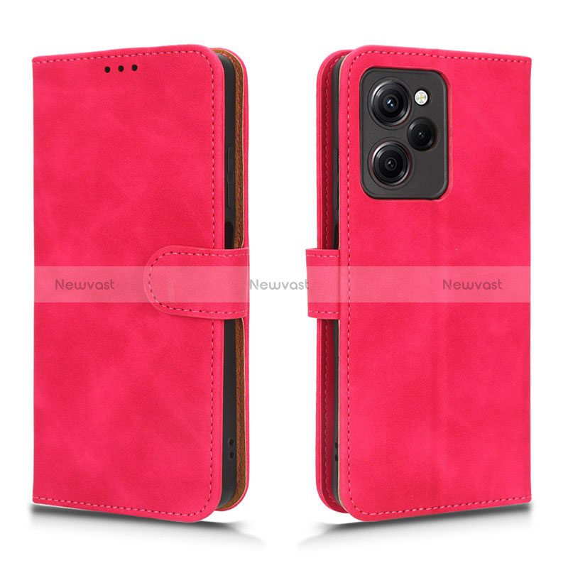 Leather Case Stands Flip Cover Holder L01Z for Xiaomi Redmi Note 12 Pro Speed 5G Hot Pink