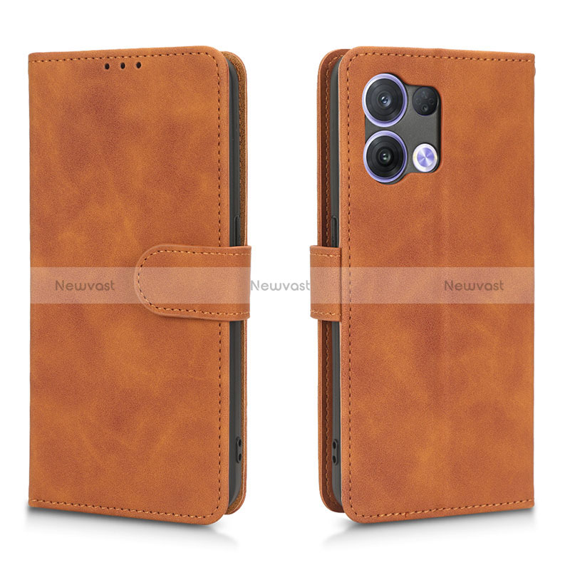 Leather Case Stands Flip Cover Holder L01Z for Xiaomi Redmi Note 13 5G Brown