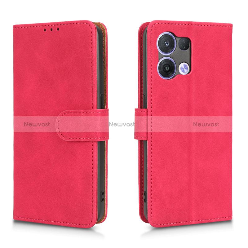 Leather Case Stands Flip Cover Holder L01Z for Xiaomi Redmi Note 13 5G Hot Pink