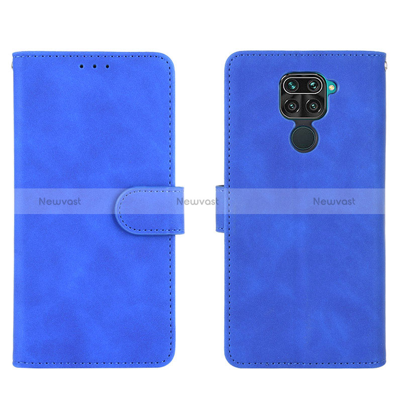 Leather Case Stands Flip Cover Holder L01Z for Xiaomi Redmi Note 9 Blue