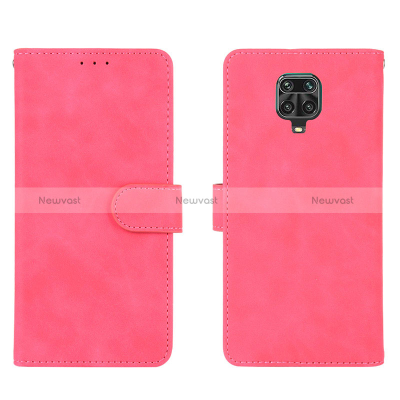 Leather Case Stands Flip Cover Holder L01Z for Xiaomi Redmi Note 9 Pro Max Hot Pink