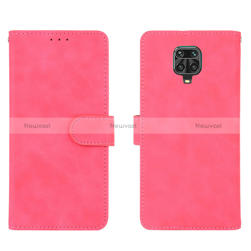 Leather Case Stands Flip Cover Holder L01Z for Xiaomi Redmi Note 9S Hot Pink