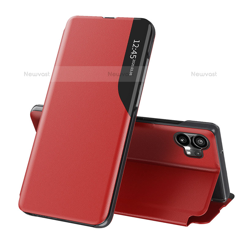 Leather Case Stands Flip Cover Holder L02 for Nothing Phone 1 Red