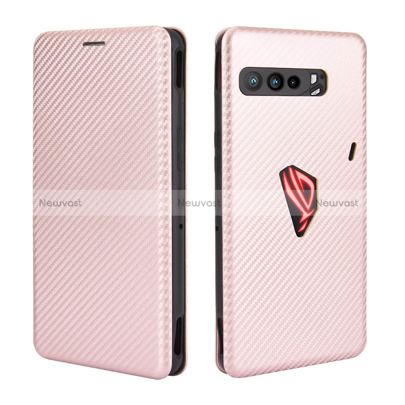 Leather Case Stands Flip Cover Holder L02Z for Asus ROG Phone 3 Strix ZS661KS Rose Gold