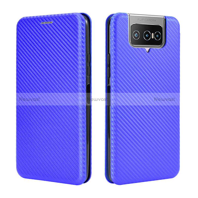 Leather Case Stands Flip Cover Holder L02Z for Asus Zenfone 7 ZS670KS Blue