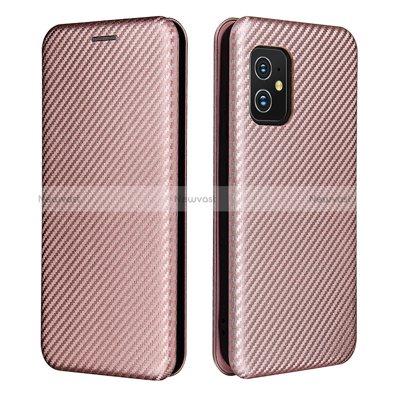 Leather Case Stands Flip Cover Holder L02Z for Asus ZenFone 8 Mini Rose Gold