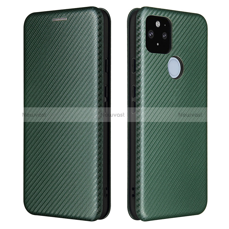 Leather Case Stands Flip Cover Holder L02Z for Google Pixel 5a 5G Green