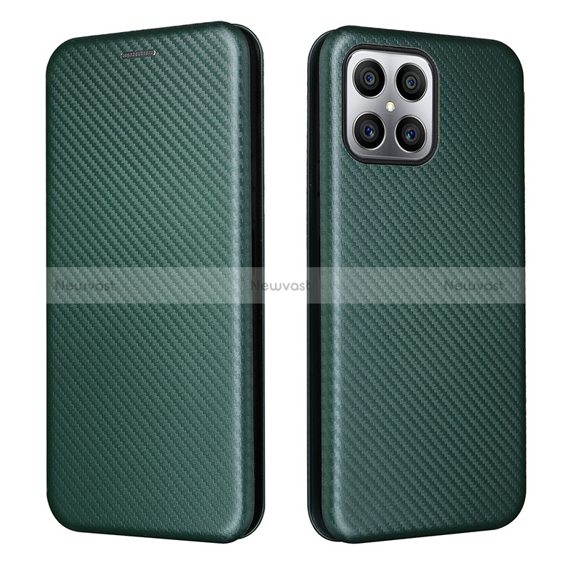 Leather Case Stands Flip Cover Holder L02Z for Huawei Honor X8 4G Green