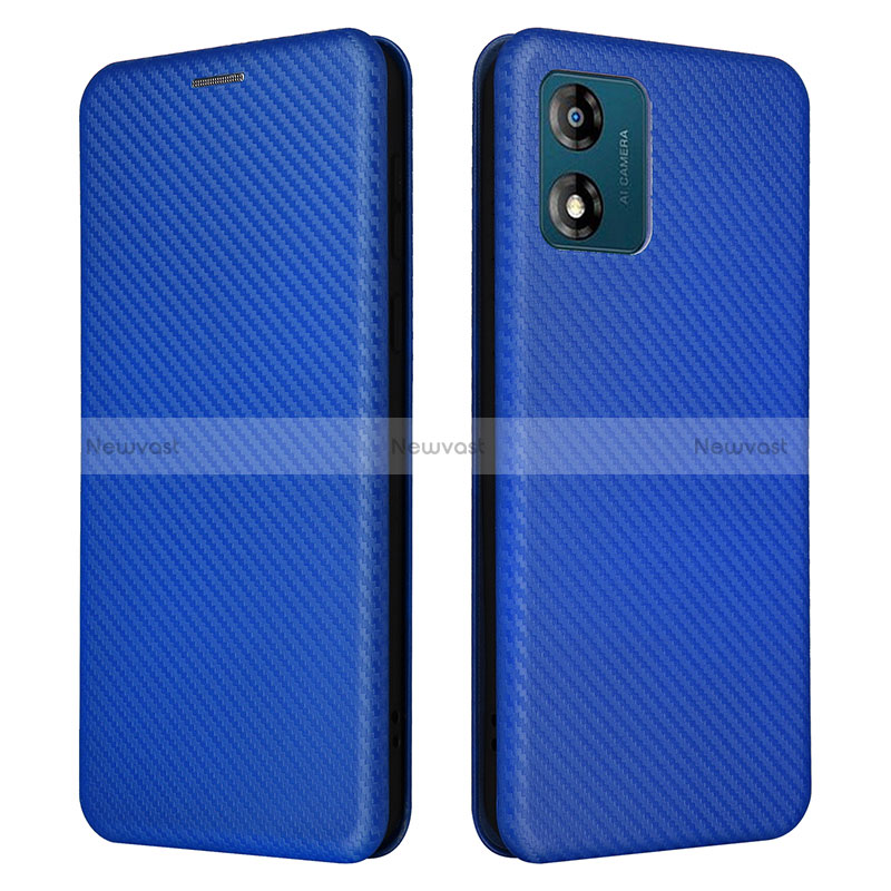 Leather Case Stands Flip Cover Holder L02Z for Motorola Moto E13 Blue