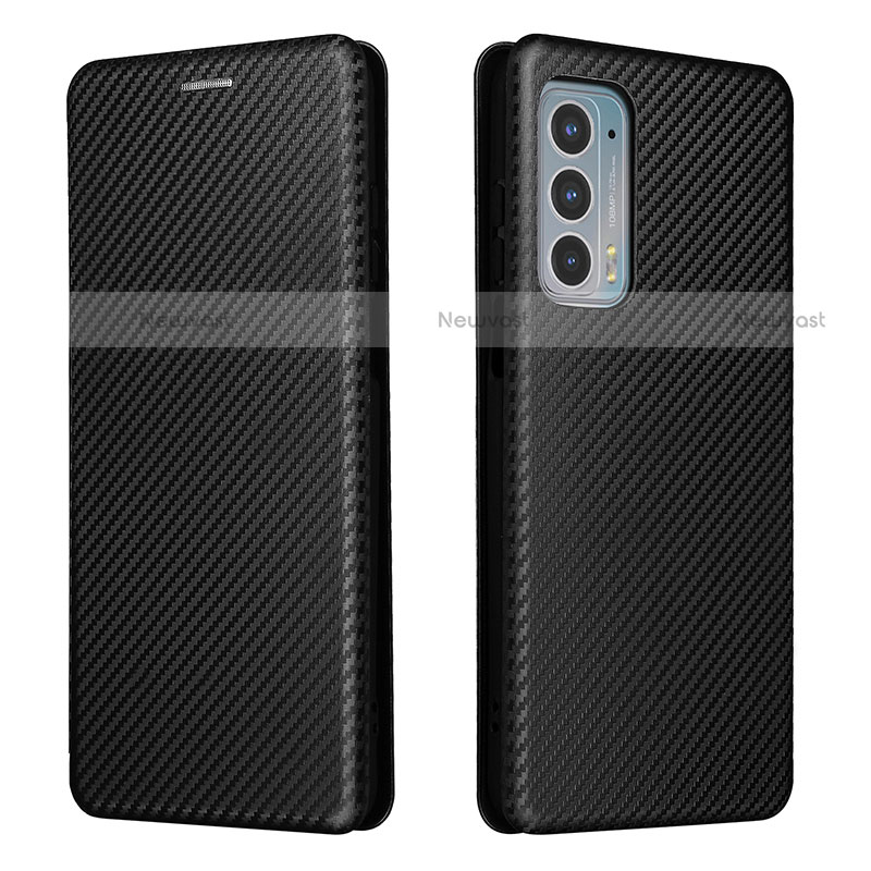 Leather Case Stands Flip Cover Holder L02Z for Motorola Moto Edge 20 5G Black