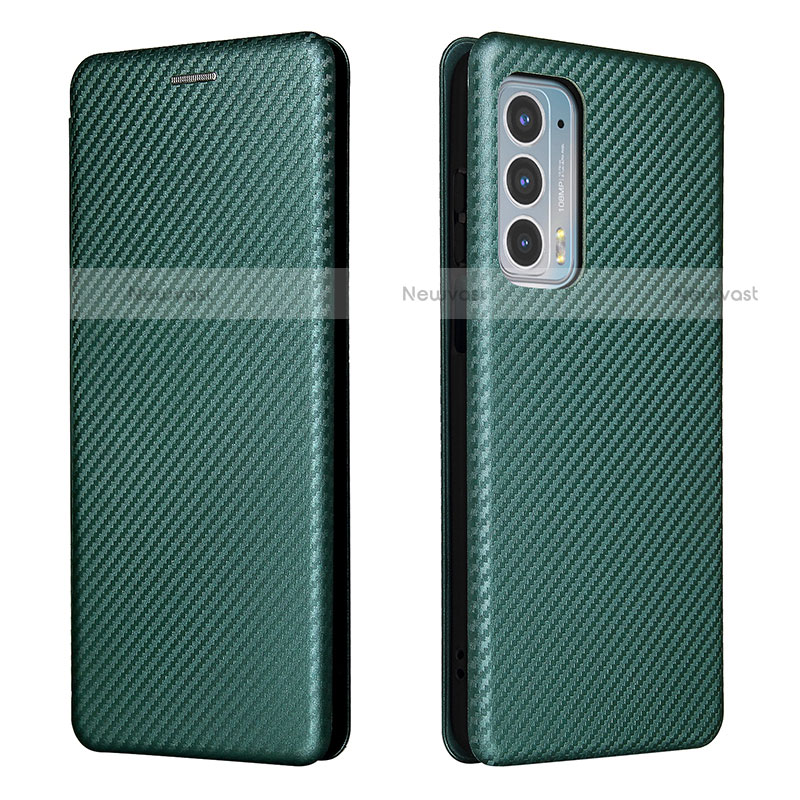 Leather Case Stands Flip Cover Holder L02Z for Motorola Moto Edge 20 5G Green